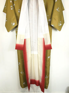 Vintage Japansk Kimono i Metallisk Sennepsgul