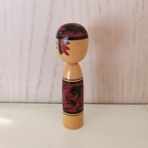 Vintage Japansk Kokeshi Dukke i Træ med Mønster