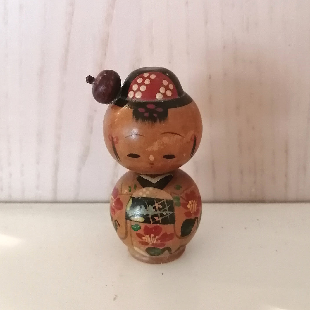 Vintage Kokeshi Dukke i Kimono og med Hårnål
