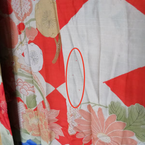 Retro Blomstret Haori Jakke i Knækket Hvid og Grøn