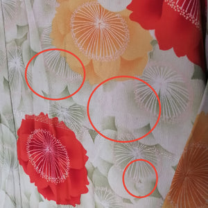 Retro Blomstret Haori Jakke i Knækket Hvid og Grøn